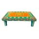 Handicraft Wooden Chourang Pooja Chowki Ferozi and Peach